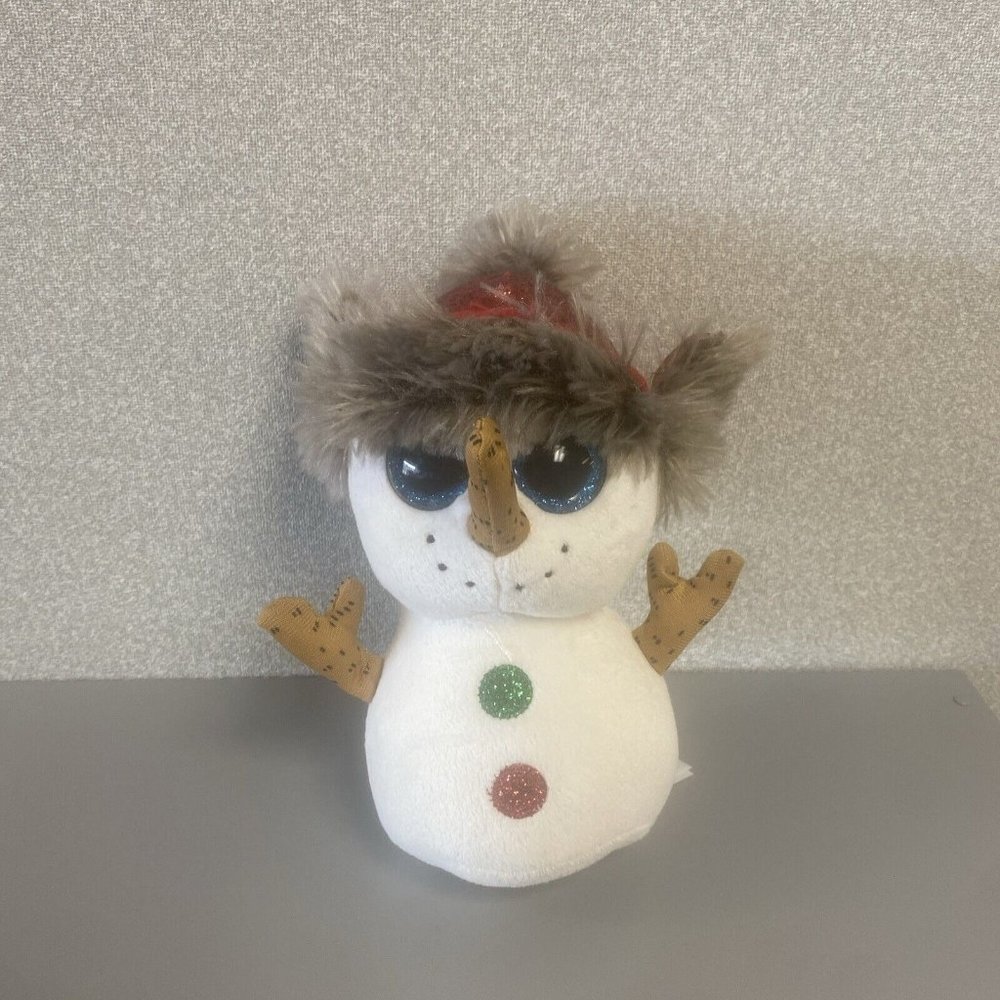 TY Beanie Boos Buttons Christmas Plush 6" Cuddle Toy  Snowman Stuff Animal